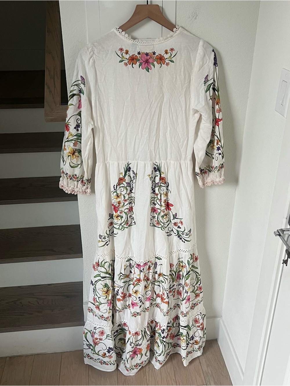 Farm Rio x Anthropologie Long-Sleeve Cutout Maxi Dress in White - Picture 5 of 7